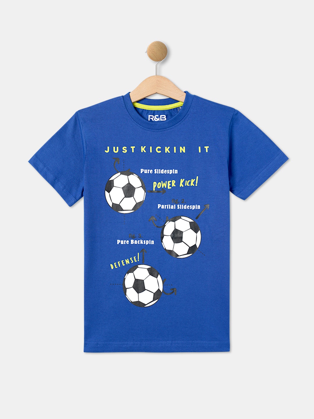 

R&B Boys Printed Cotton T-shirt, Blue