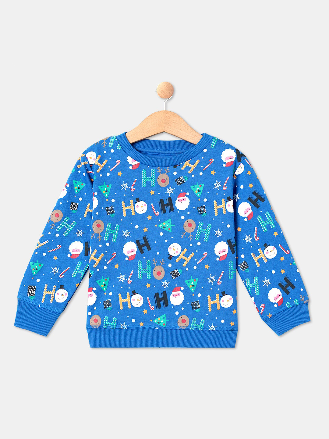 

R&B Boys Printed Cotton Sweatshirt, Blue