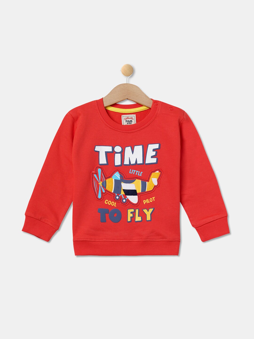 

R&B Boys Red Printed Cotton Sweatshirt