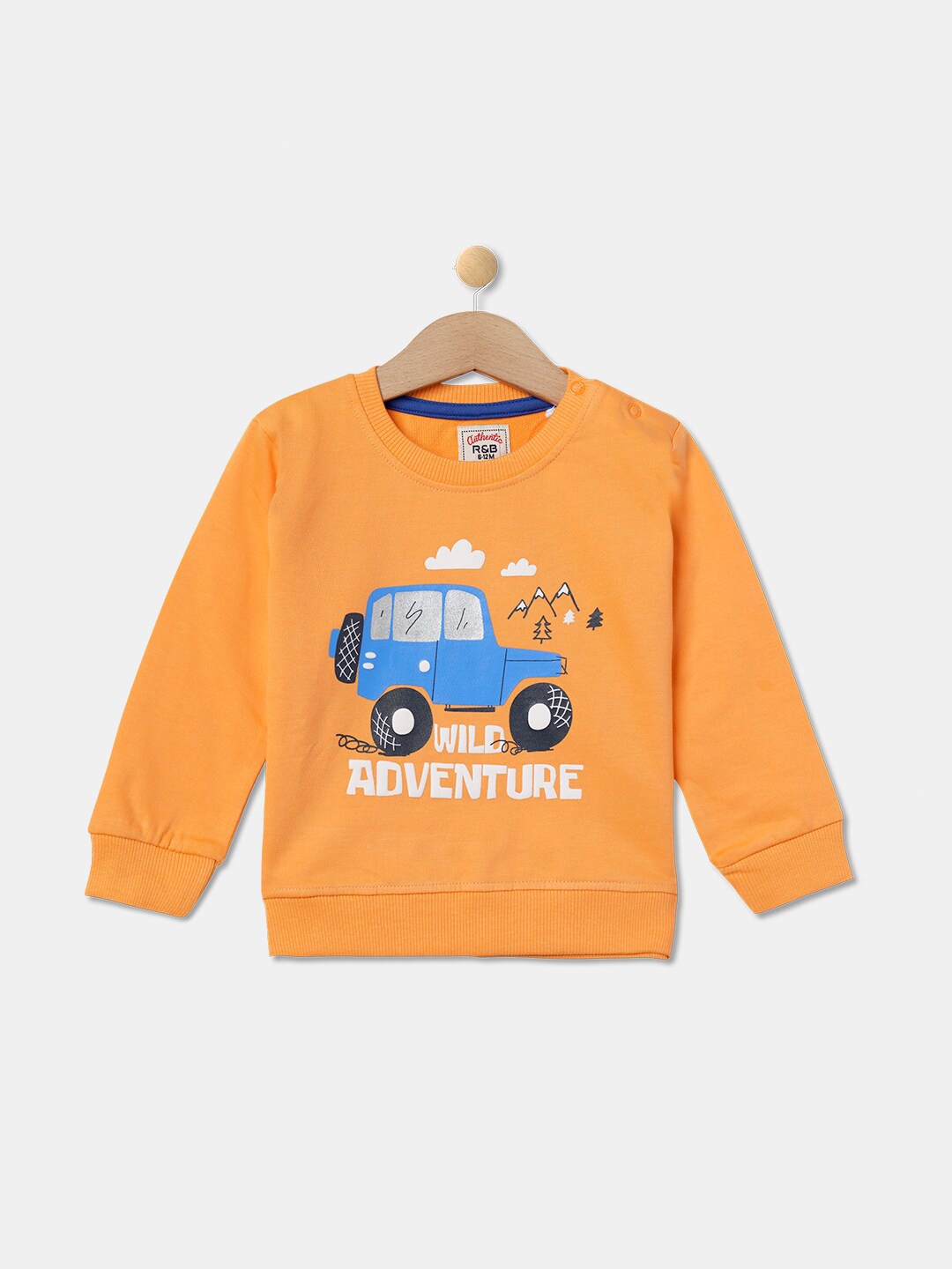 

R&B Boys Cotton Printed Sweatshirt, Orange
