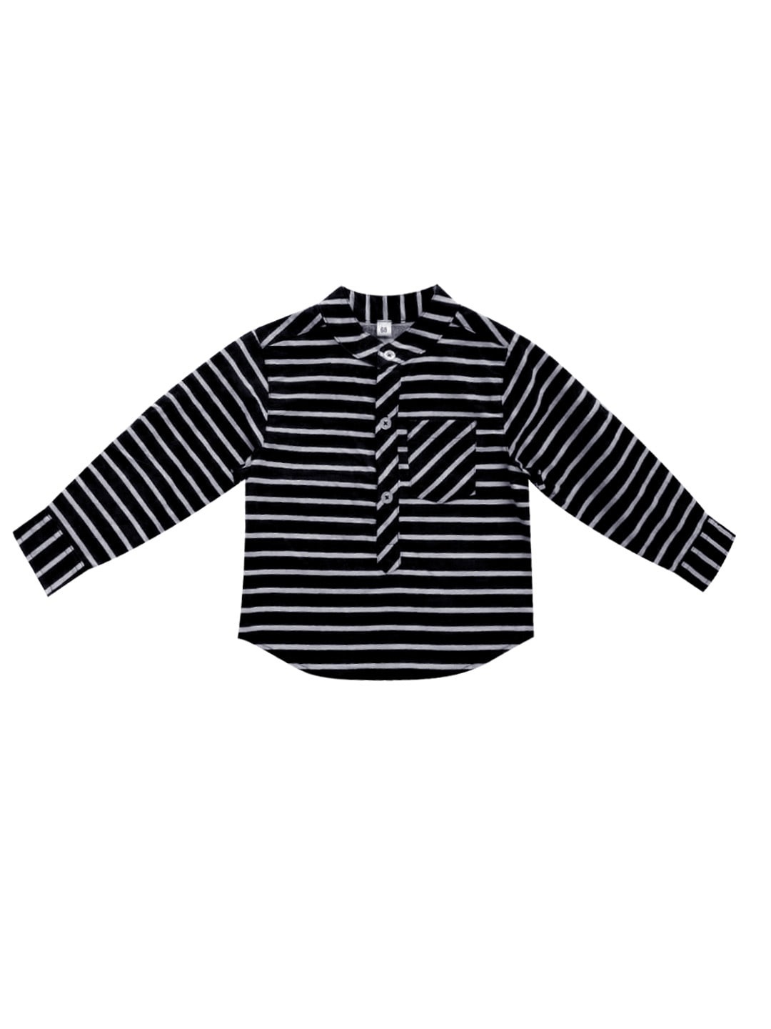 

milou Boys Navy Blue Horizontal Stripes Striped Casual Shirt