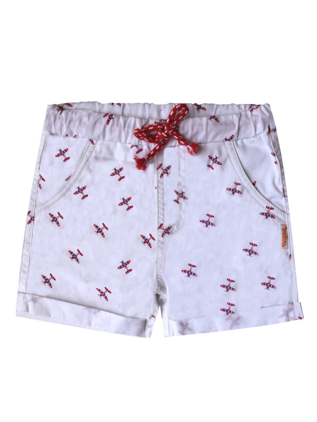 

milou Boys White Conversational Printed Pure Cotton Shorts