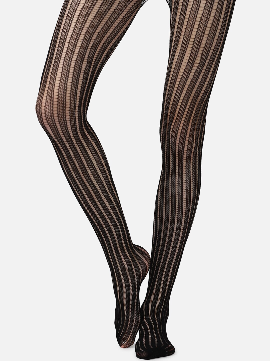

FOREVER 21 Women Textured Semi Sheer Stockings, Black