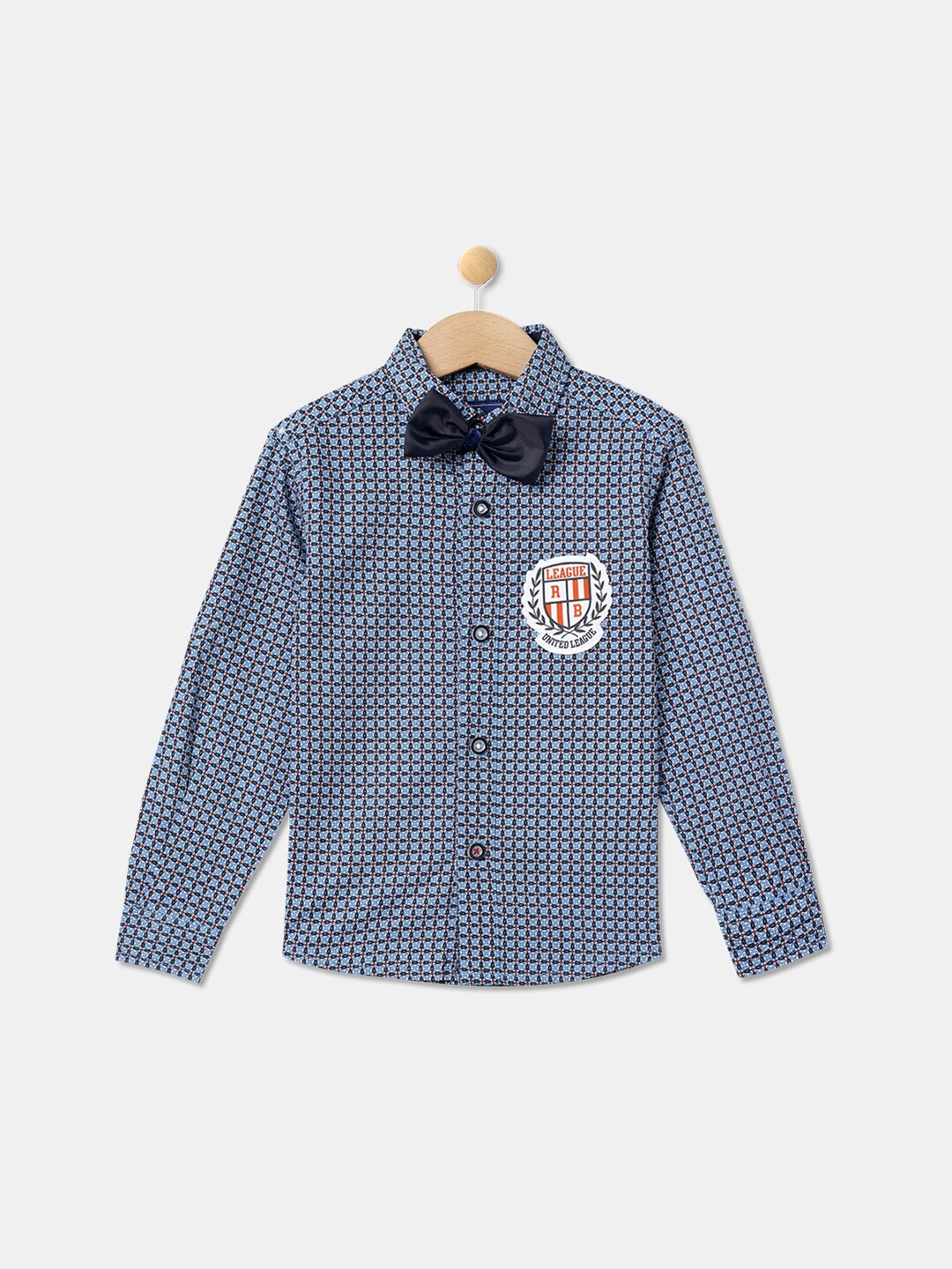 

R&B Boys Printed Cotton Casual Shirt, Blue