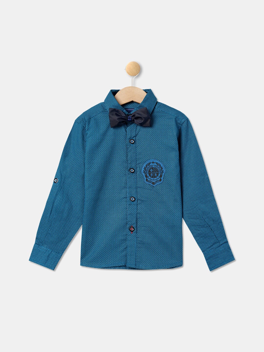 

R&B Boys Checked Cotton Casual Shirt, Blue