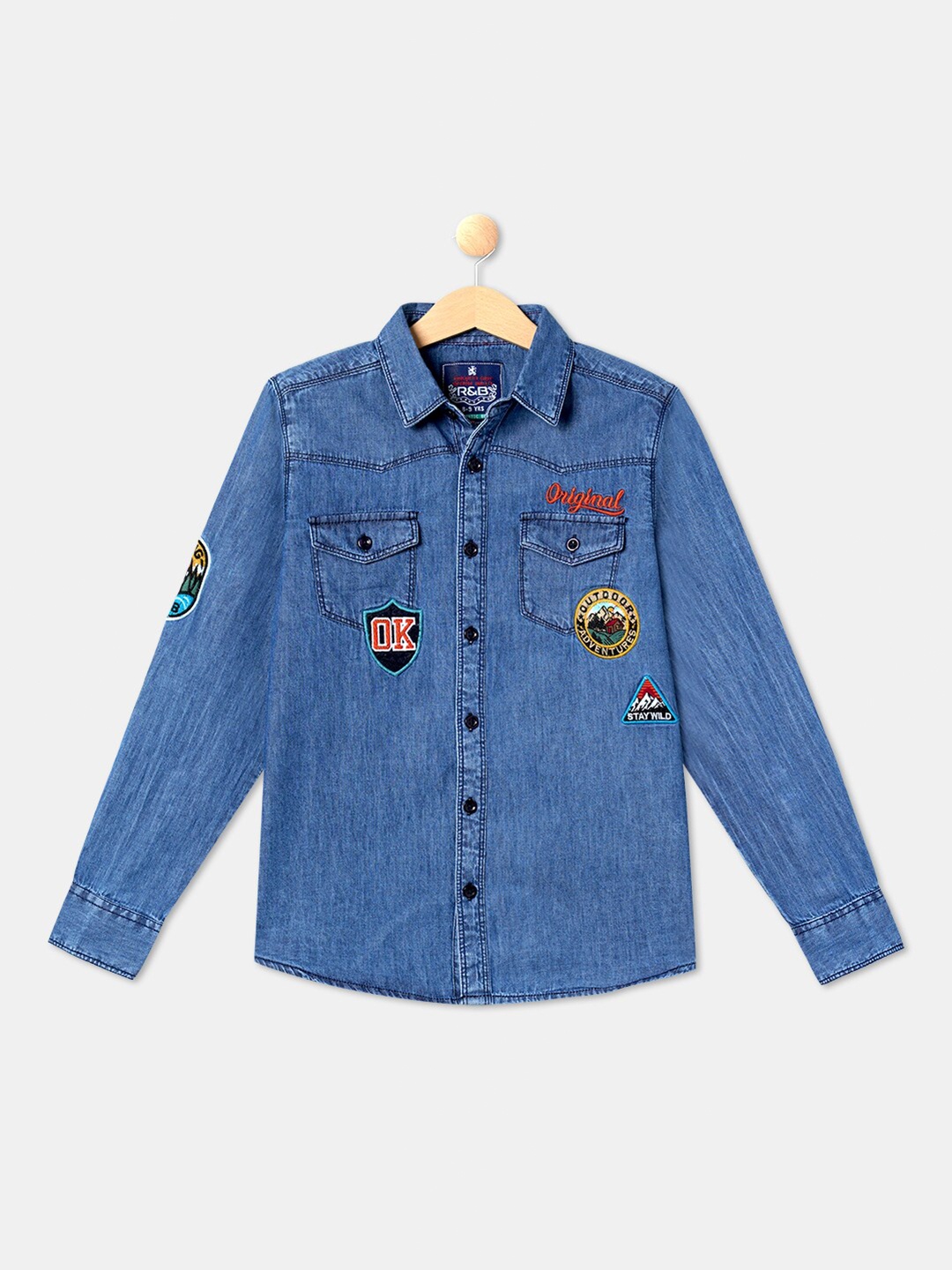 

R&B Boys Faded Cotton Casual Shirt, Blue