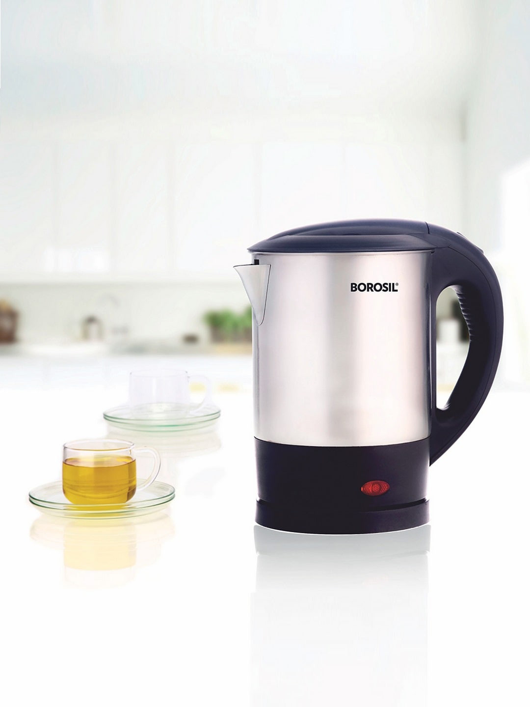 

BOROSIL Eva Silver-Toned & Black Stainless Steel Electric Kettle - 1 L