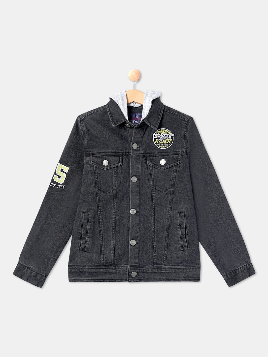 

R&B Boys Cotton Denim Jacket, Black