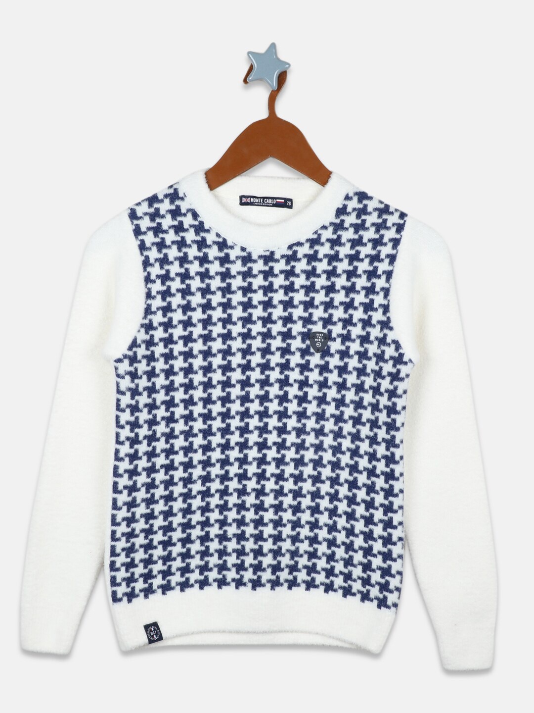 

Monte Carlo Boys Wool Printed Pullover, Off white