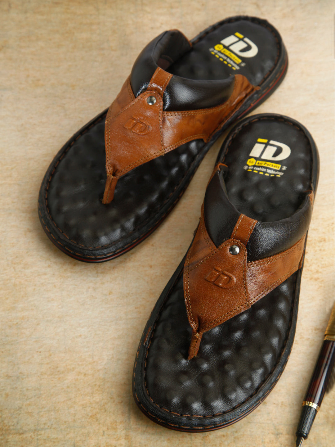 

ID Men Leather Comfort Sandals, Tan
