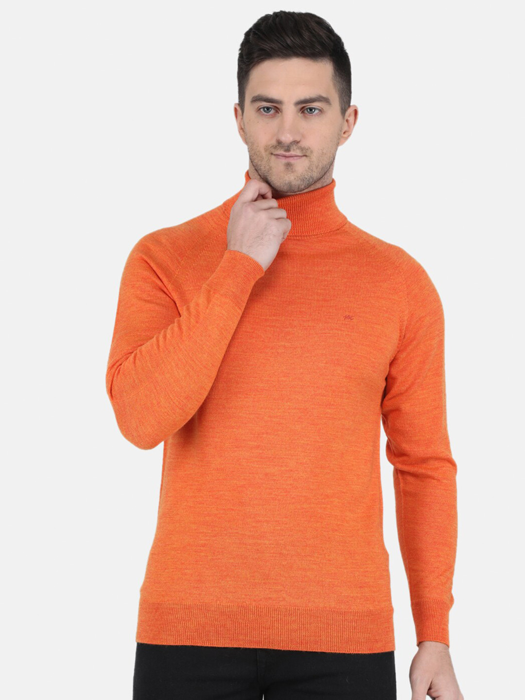 

Monte Carlo Men Turtle Neck Long Sleeves Wool Pullover, Orange