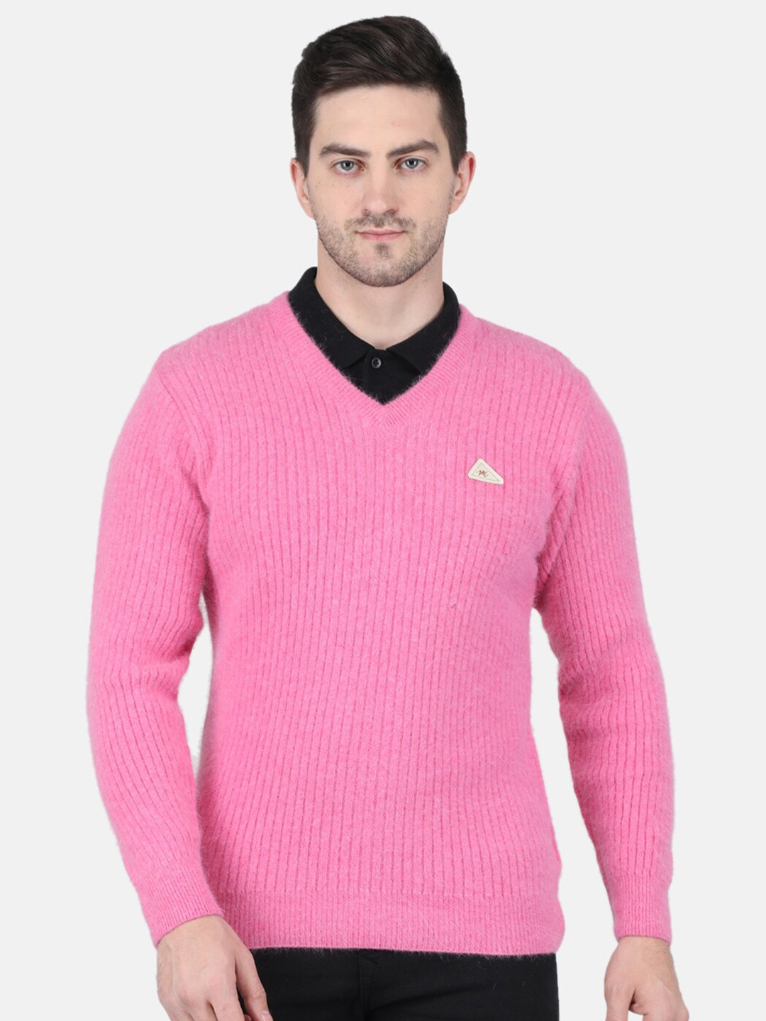 

Monte Carlo Men Wool Striped Pullover, Pink