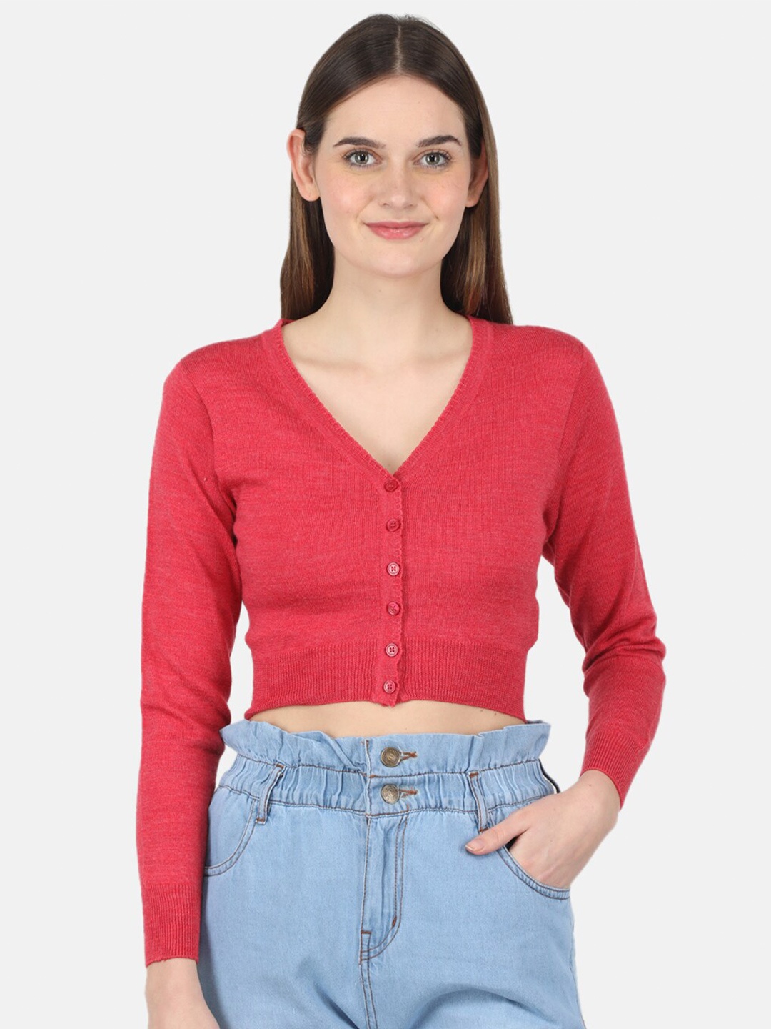

Monte Carlo Crop Cardigan V-Neck Sweaters, Brown
