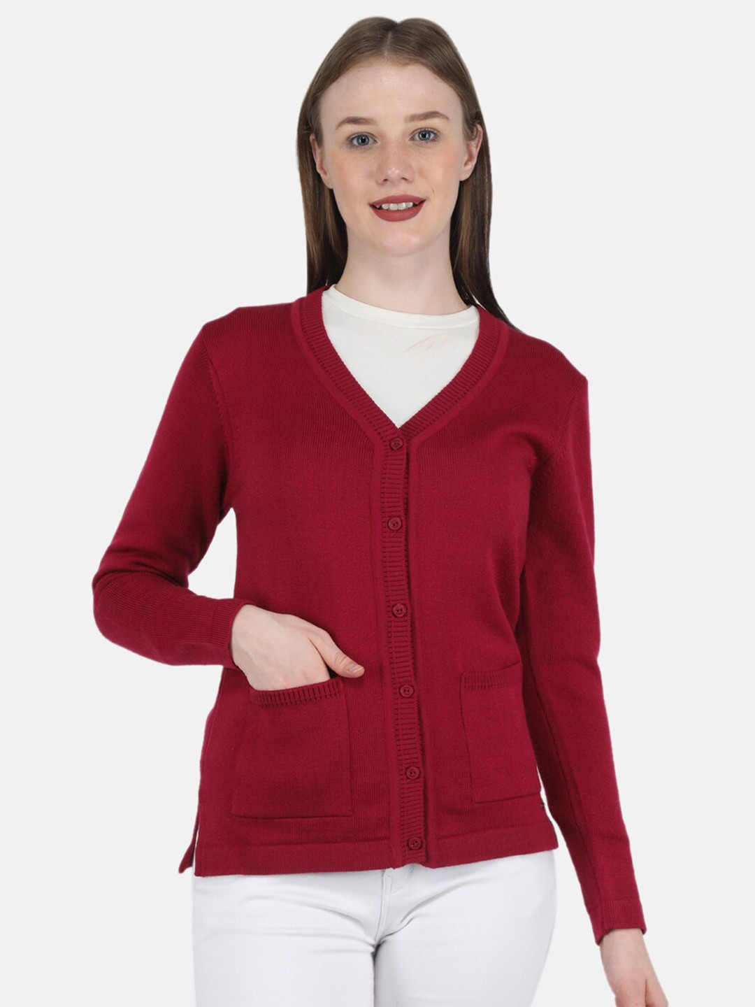 

Monte Carlo Women Wool Cardigan, Maroon