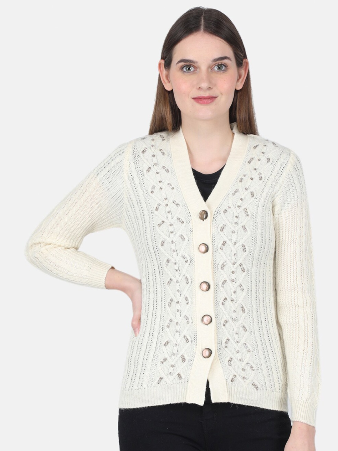 

Monte Carlo Women Wool Cardigan, Off white