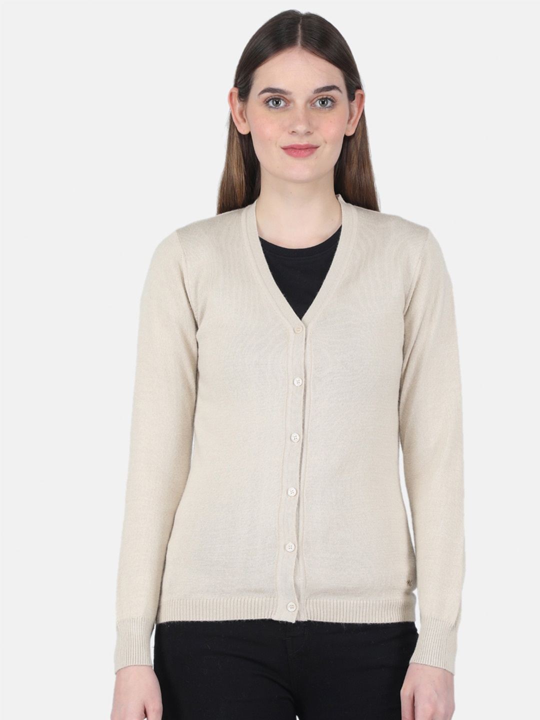 

Monte Carlo Women V-Neck Long Sleeves Cardigan, Beige