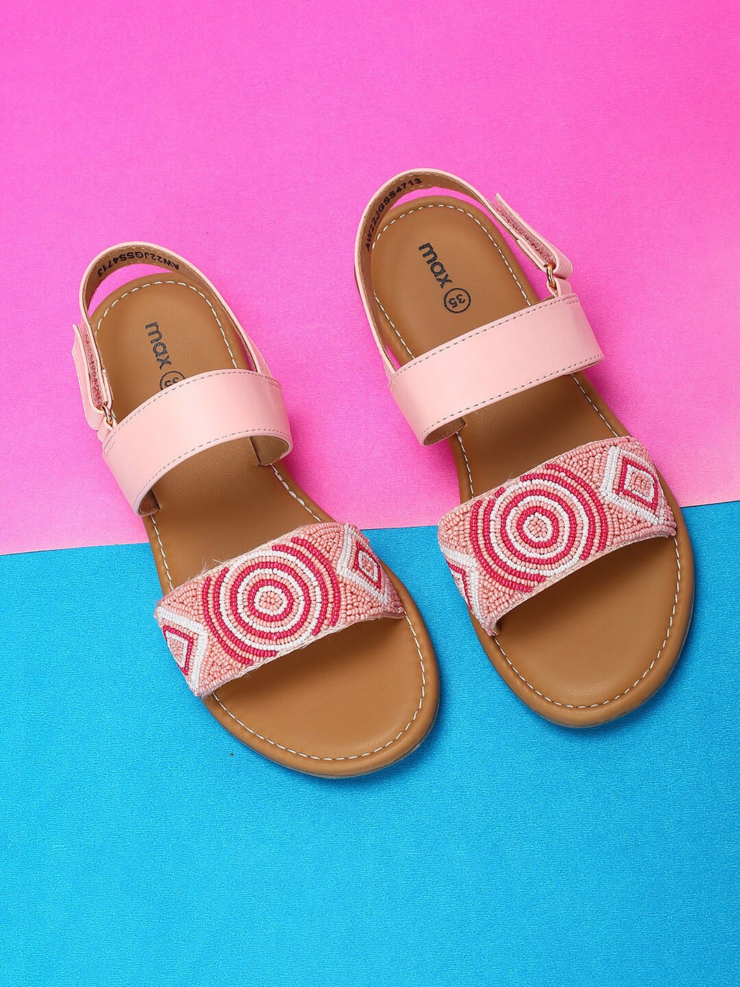

max Girls Embellished Open Toe Flats, Pink