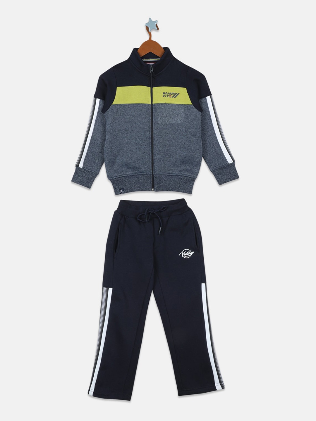 

Monte Carlo Boys Colourblocked Cotton Tracksuit, Grey