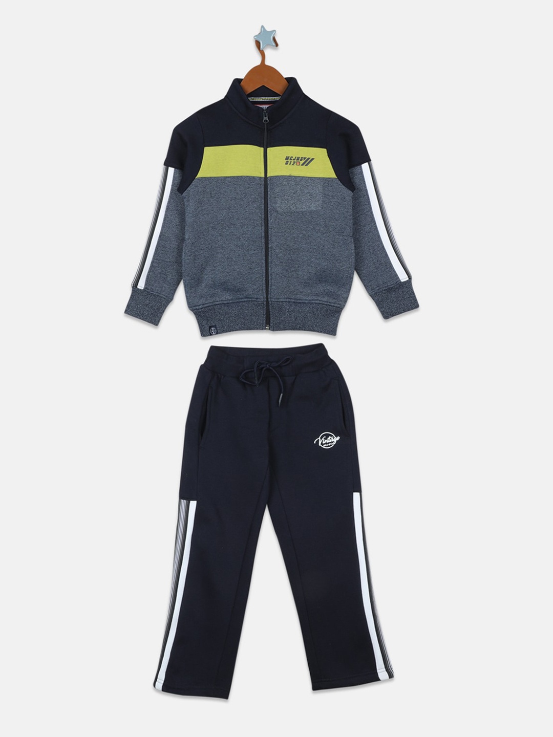 

Monte Carlo Boys Colourblocked Cotton Tracksuit, Grey