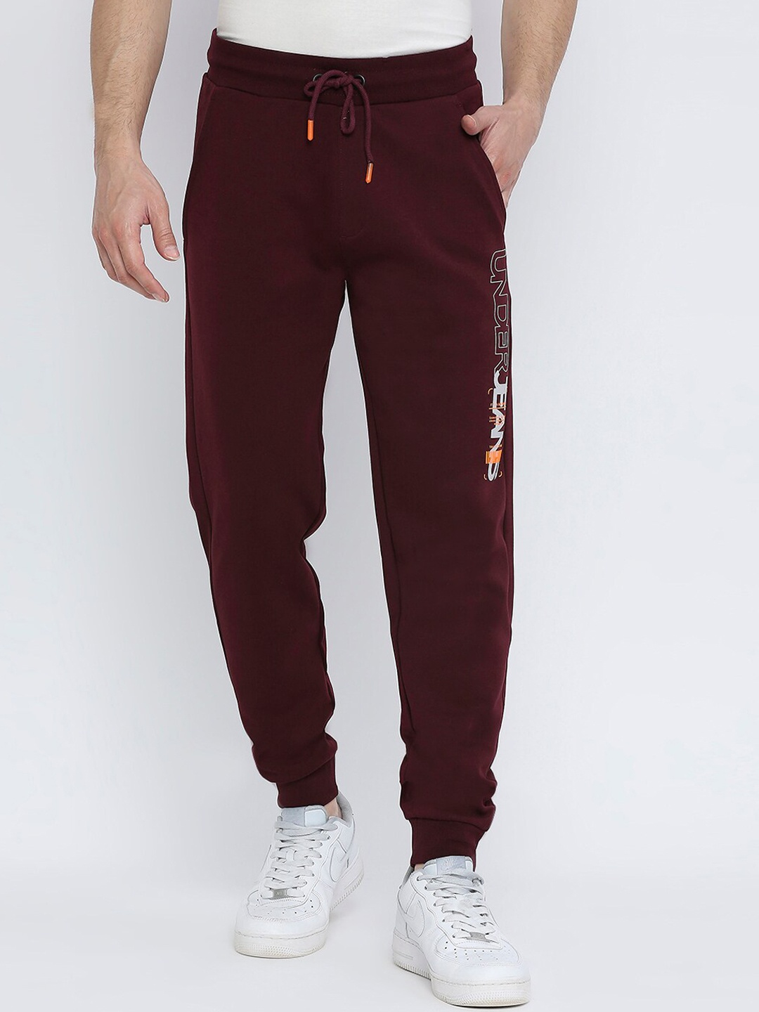 

Underjeans by Spykar Men Cotton Jogger Track Pants, Maroon