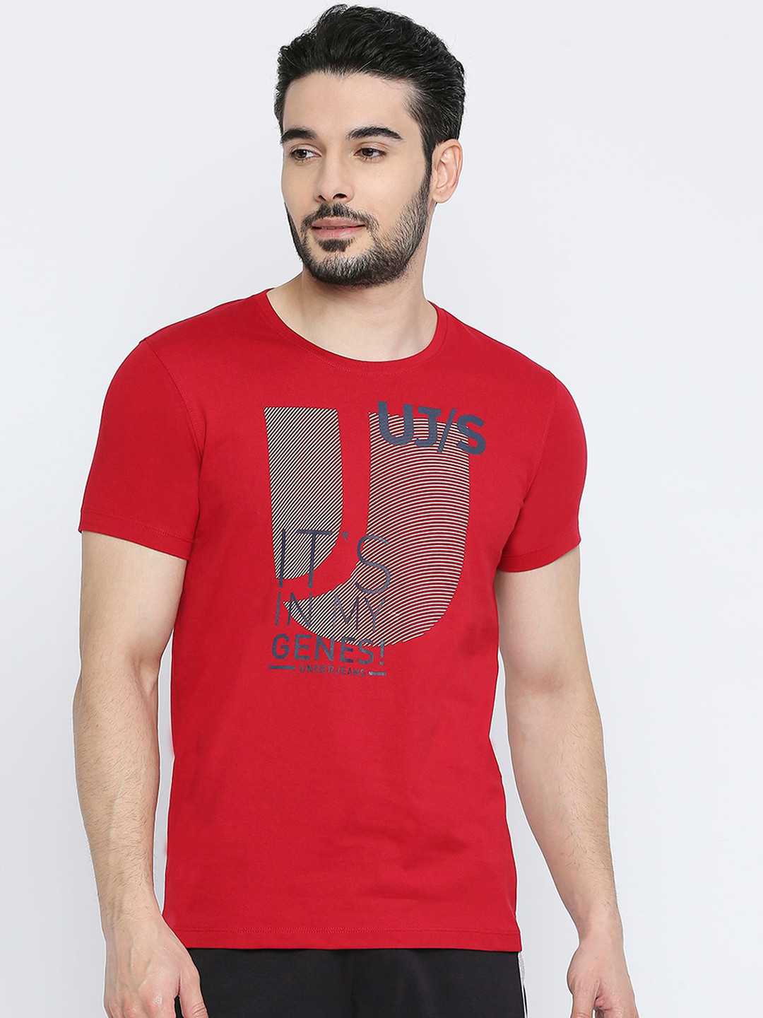 

UnderJeans by Spykar Men Cotton Printed T-shirt, Red
