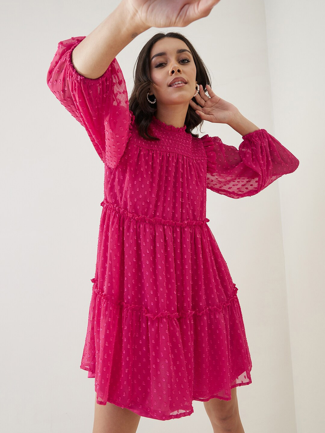 

Femella Smocked Cotton Dress, Pink