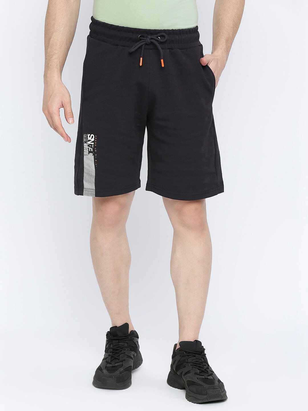 

UnderJeans by Spykar Men Printed Cotton Lounge Shorts, Navy blue