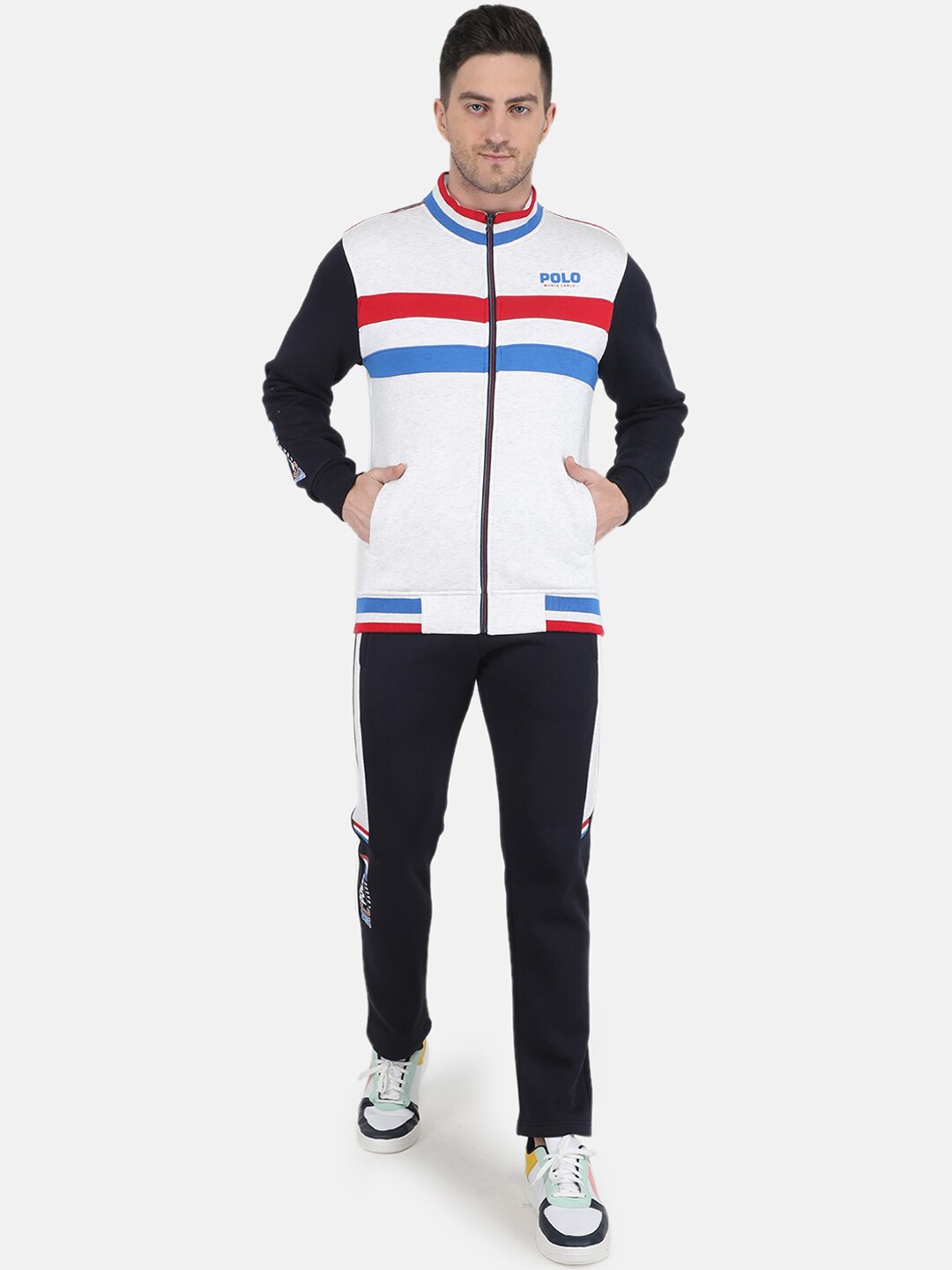 

Monte Carlo Men Colourblocked Cotton Tracksuits, Blue