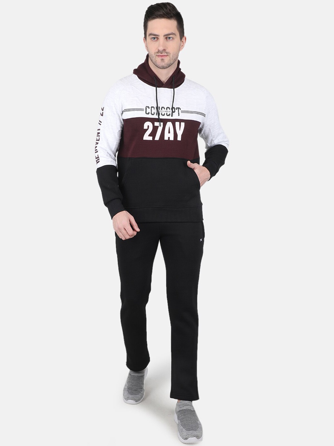 

Monte Carlo Men Color Blocked Cotton Tracksuit, Maroon