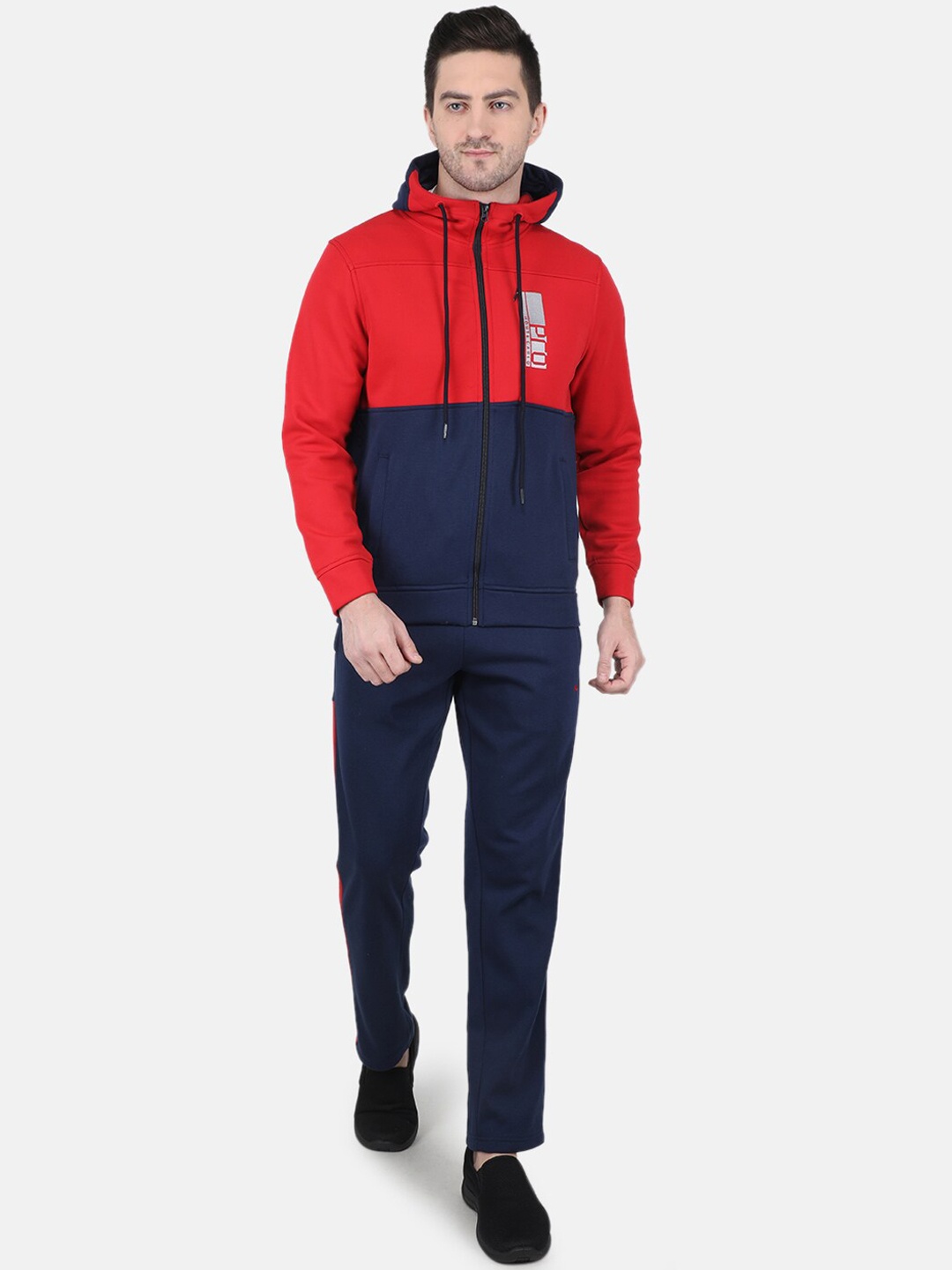 

Monte Carlo Men Colourblocked Cotton Tracksuits, Red