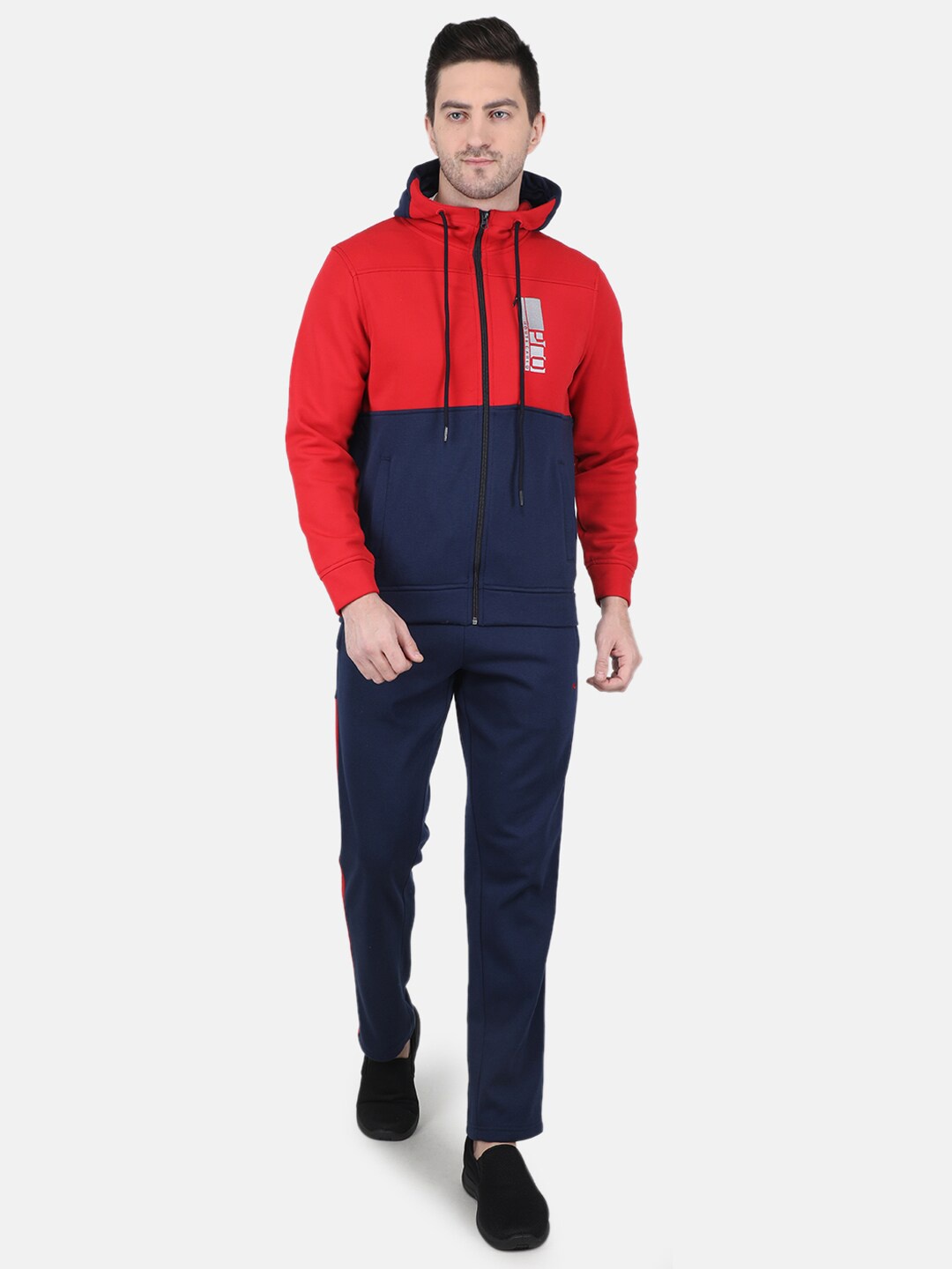 

Monte Carlo Men Colourblocked Cotton Tracksuit, Red