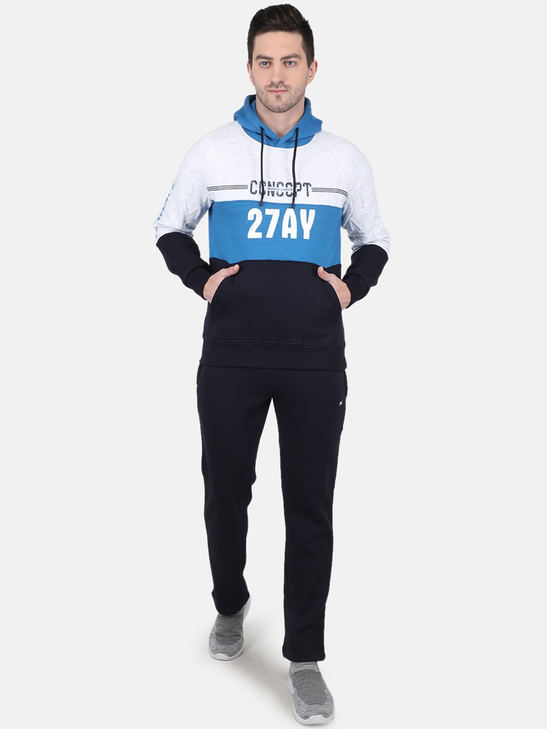 

Monte Carlo Men Colourblocked Cotton Tracksuits, Blue