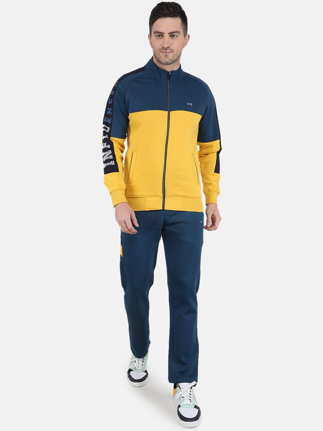 

Monte Carlo Men Colourblocked Cotton Tracksuit, Navy blue