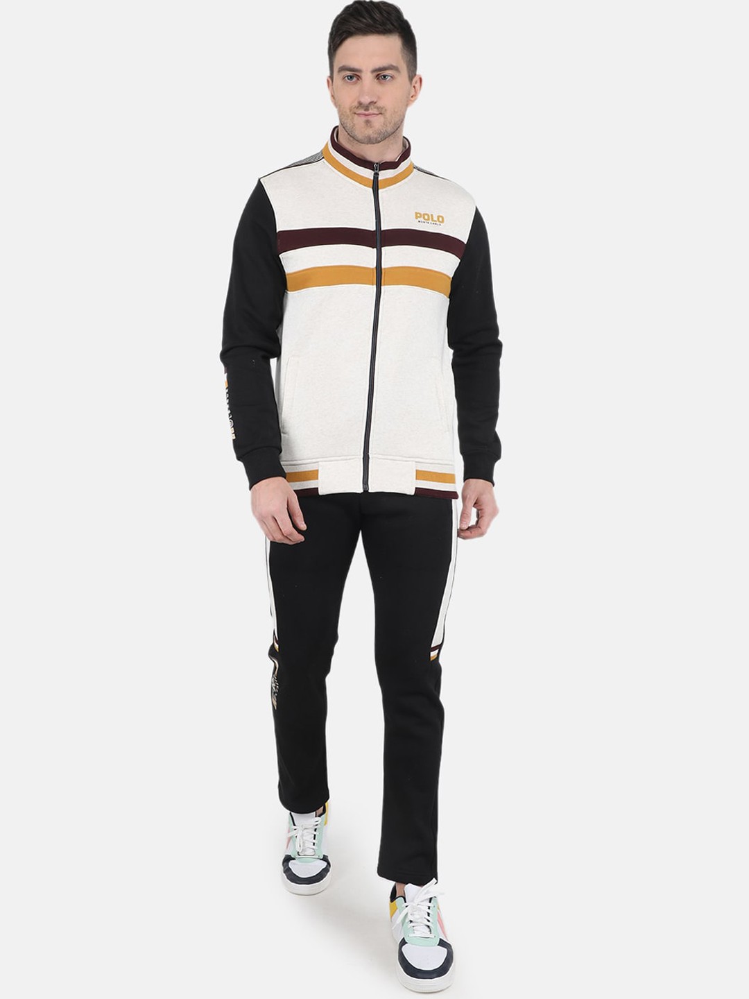 

Monte Carlo Men Colourblocked Cotton Tracksuits, Black