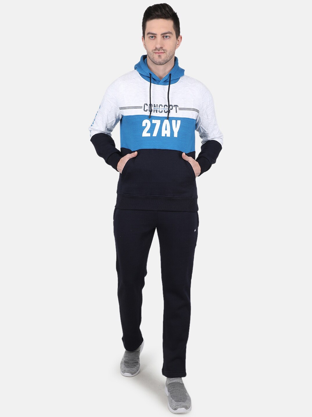

Monte Carlo Men Colourblocked Cotton Tracksuit, White