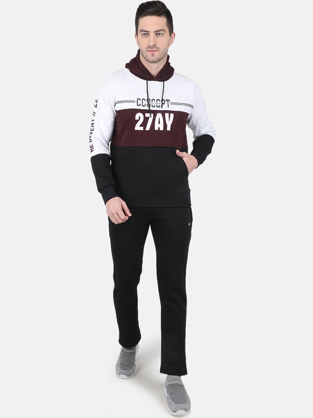 

Monte Carlo Men Colourblocked Cotton Tracksuits, Maroon