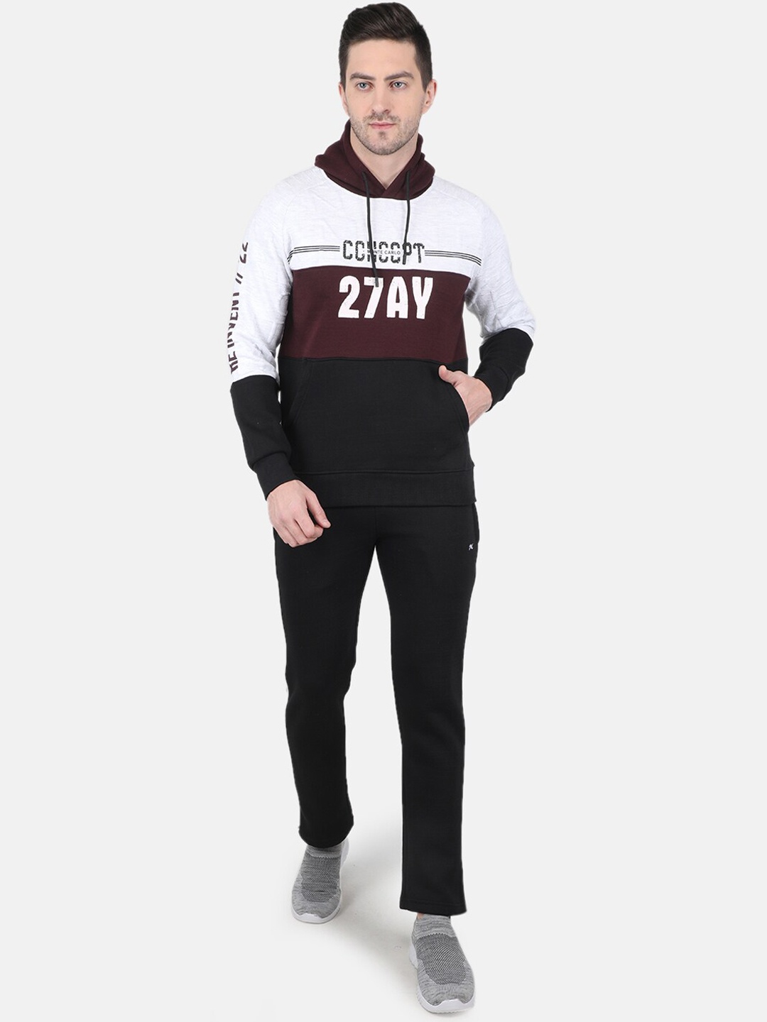 

Monte Carlo Men Colourblocked Cotton Tracksuits, Maroon
