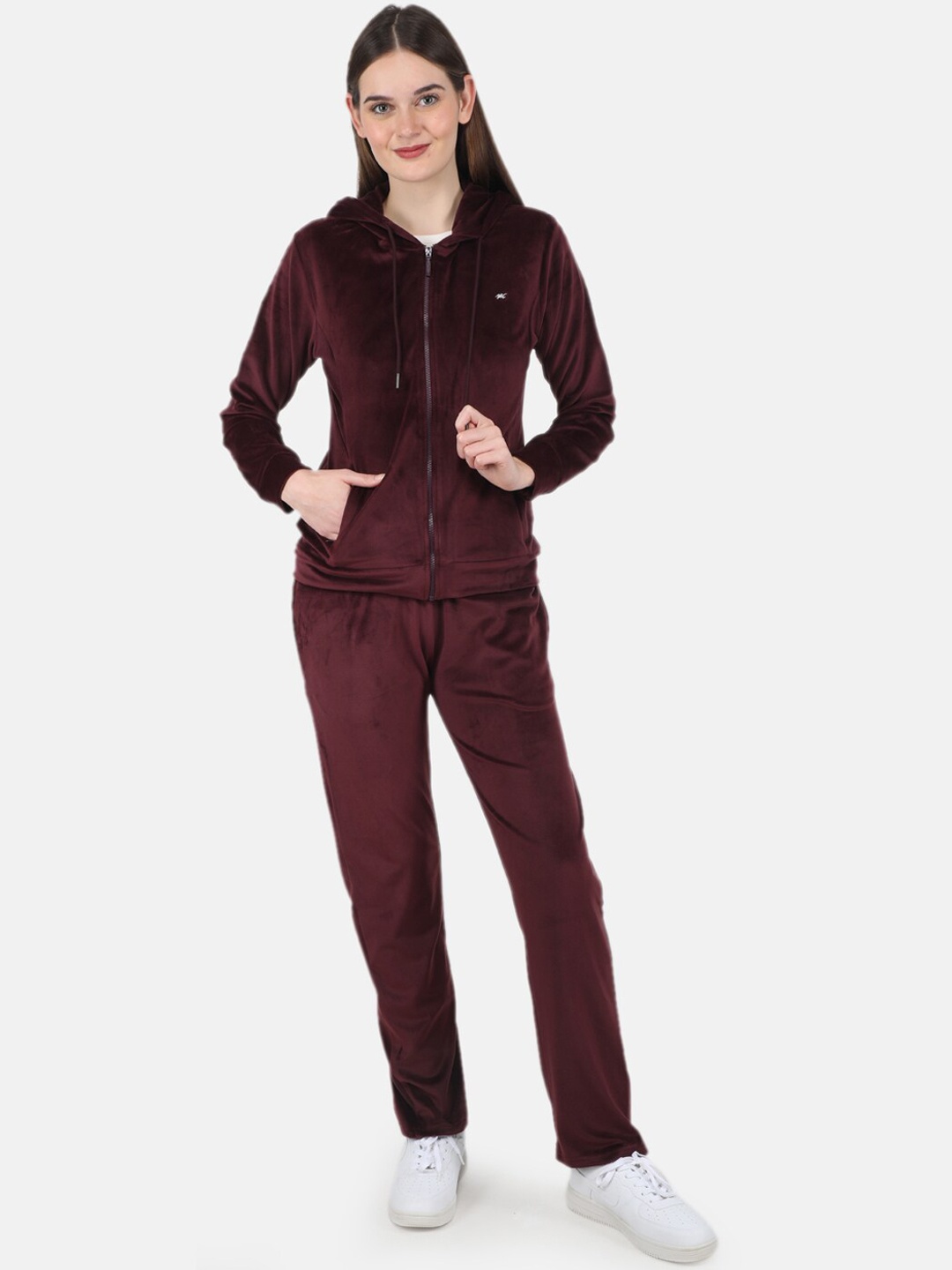 

Monte Carlo Women Maroon Hooded Tracksuits