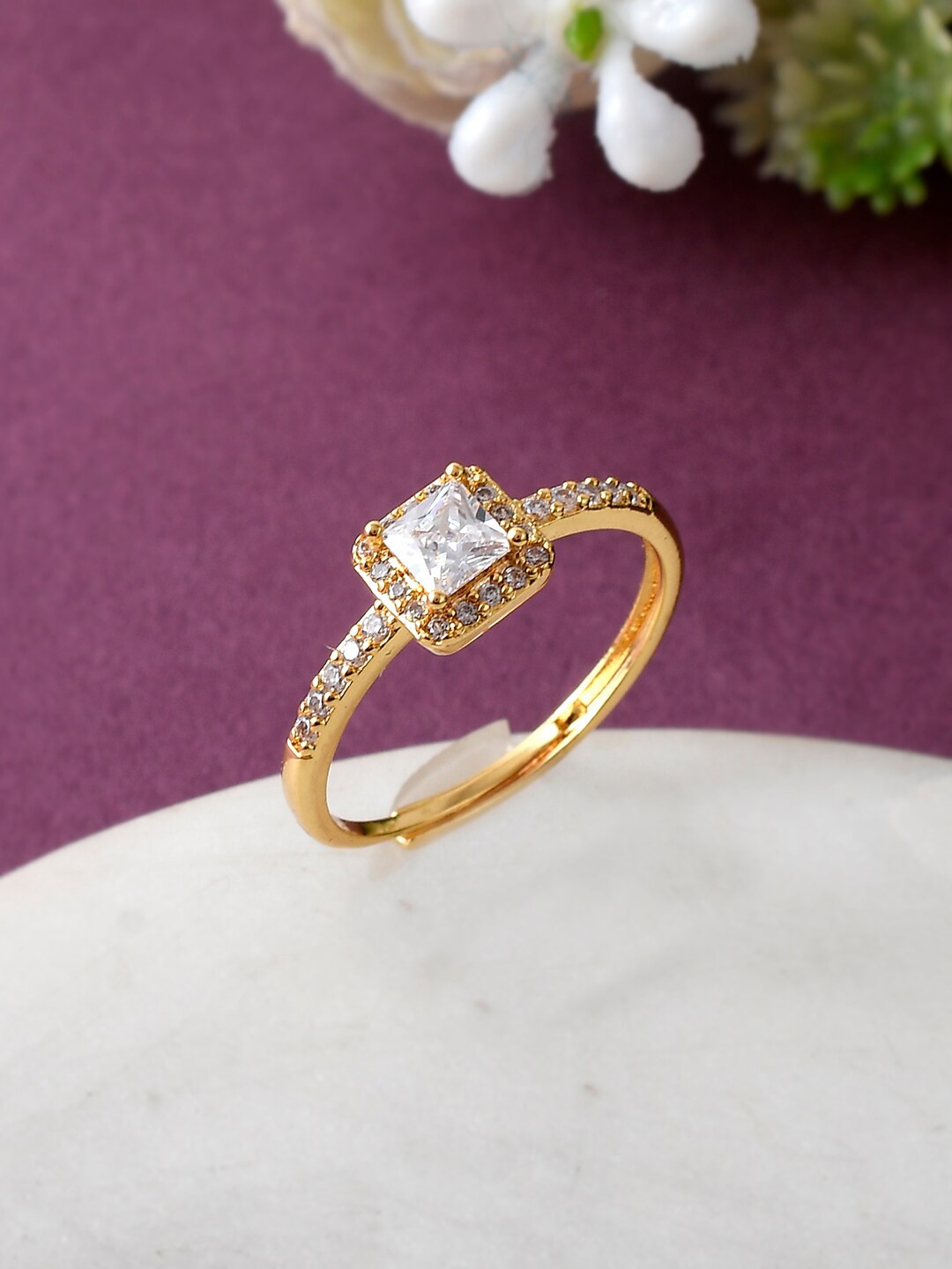 

Voylla Gold-Plated Cubic Zirconia Ring