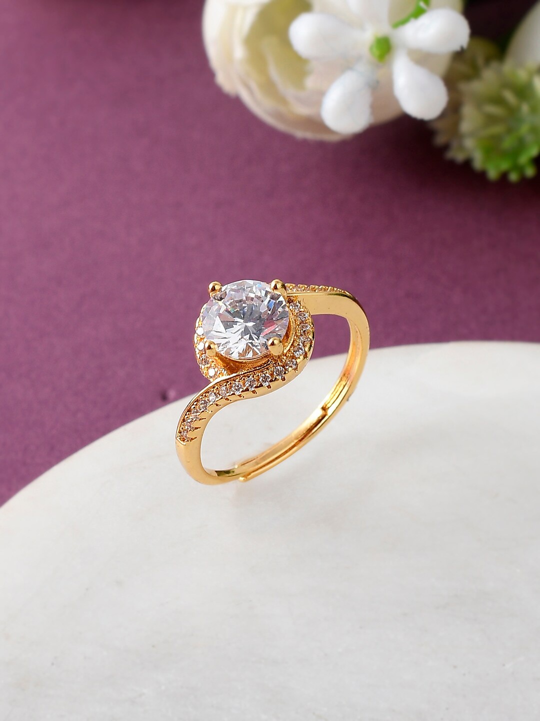 

Voylla Women Gold-Plated Cubic Zirconia Ring