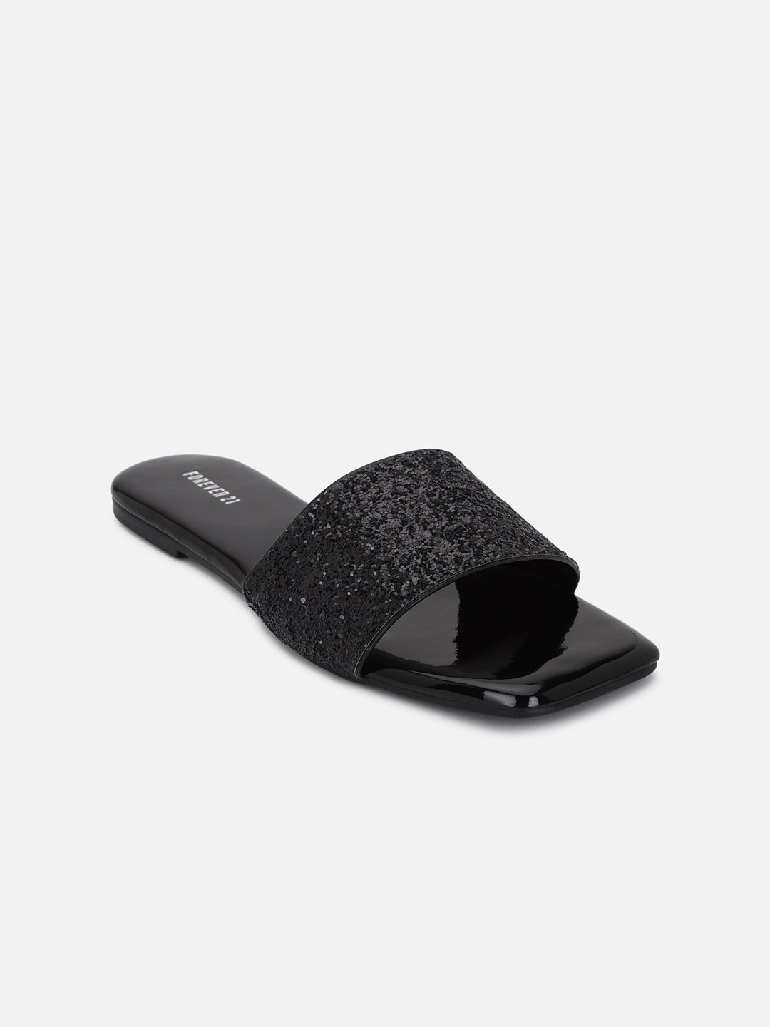 

FOREVER 21 Women Embellished Open Toe Flats, Black