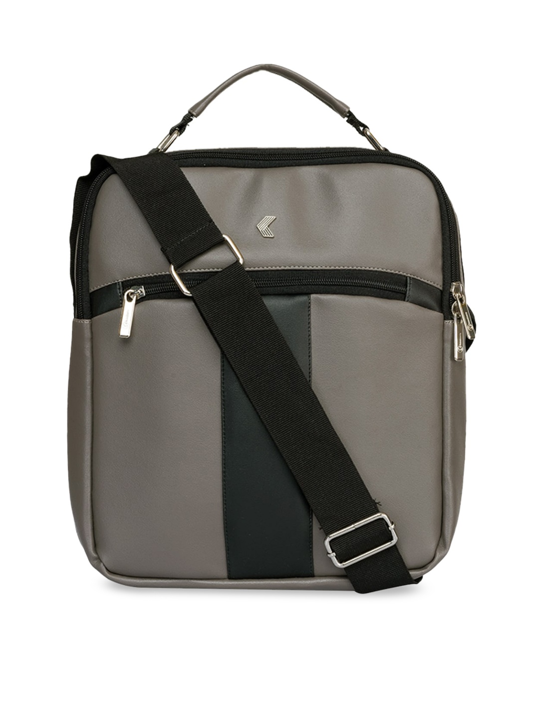 

Khadims Grey Colourblocked Oversized Structured Handheld Bag