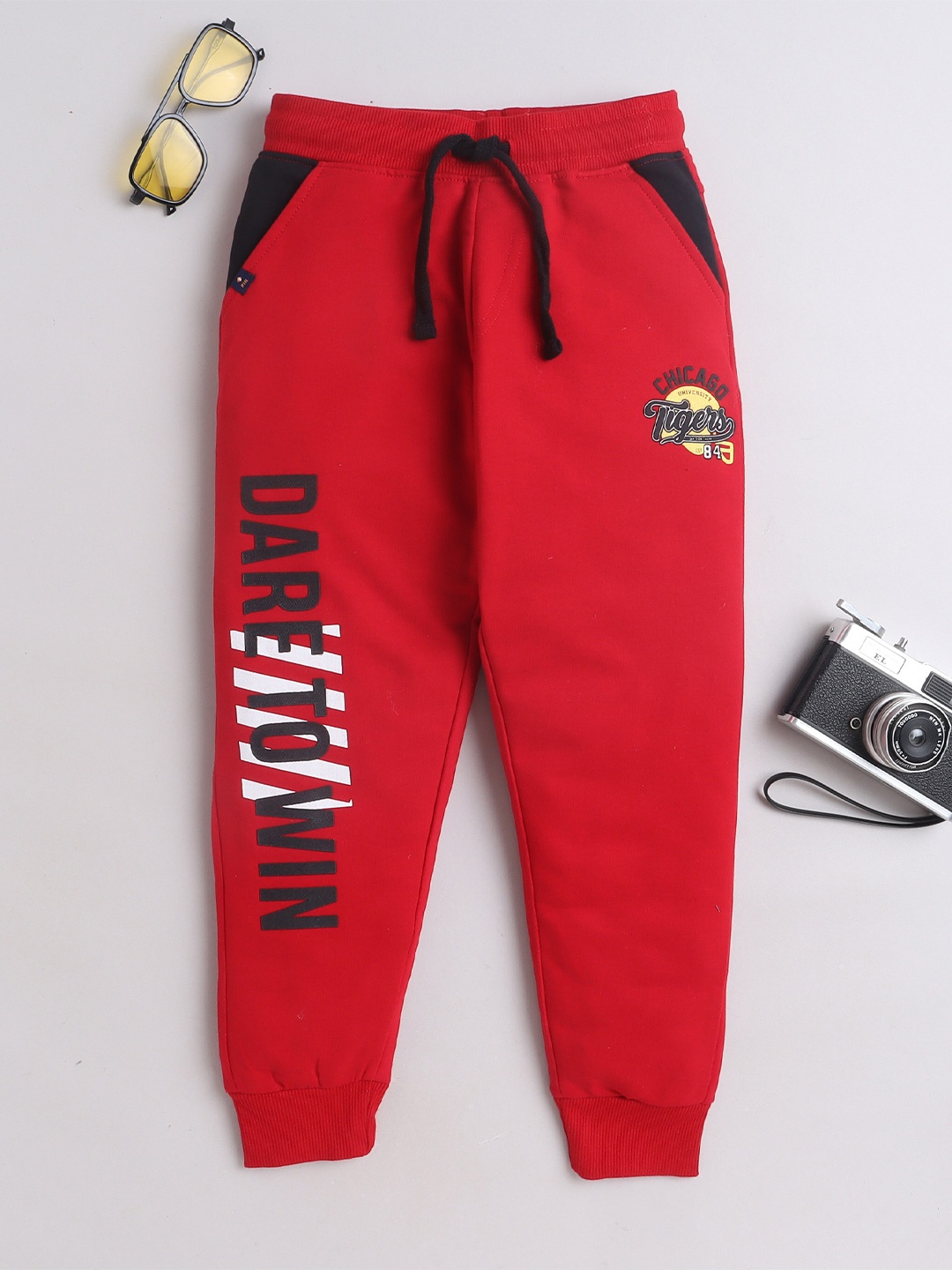 

3PIN Boys Printed Cotton Relaxed-Fit Jogger, Red