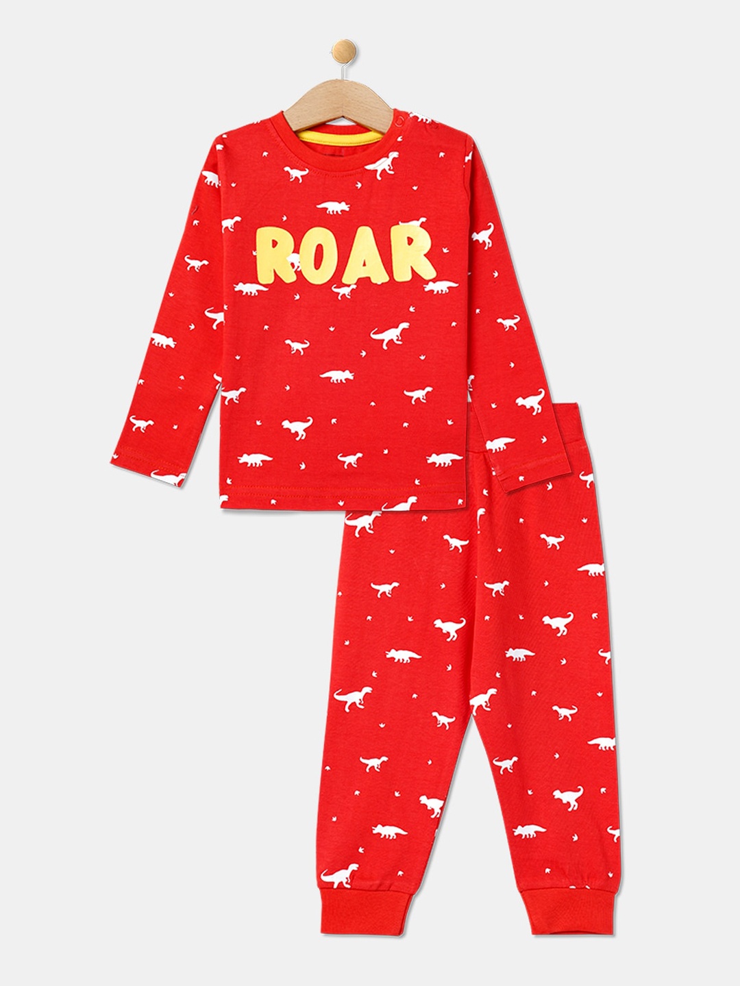 

R&B Boys Pure Cotton Printed Night suit, Red