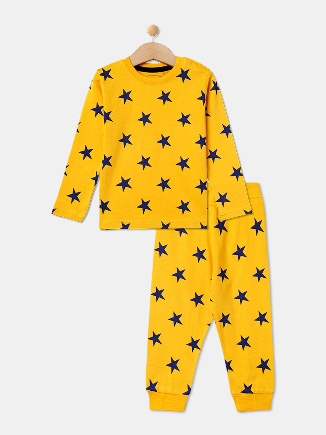 

R&B Boys Printed Pure Cotton Night suit, Yellow