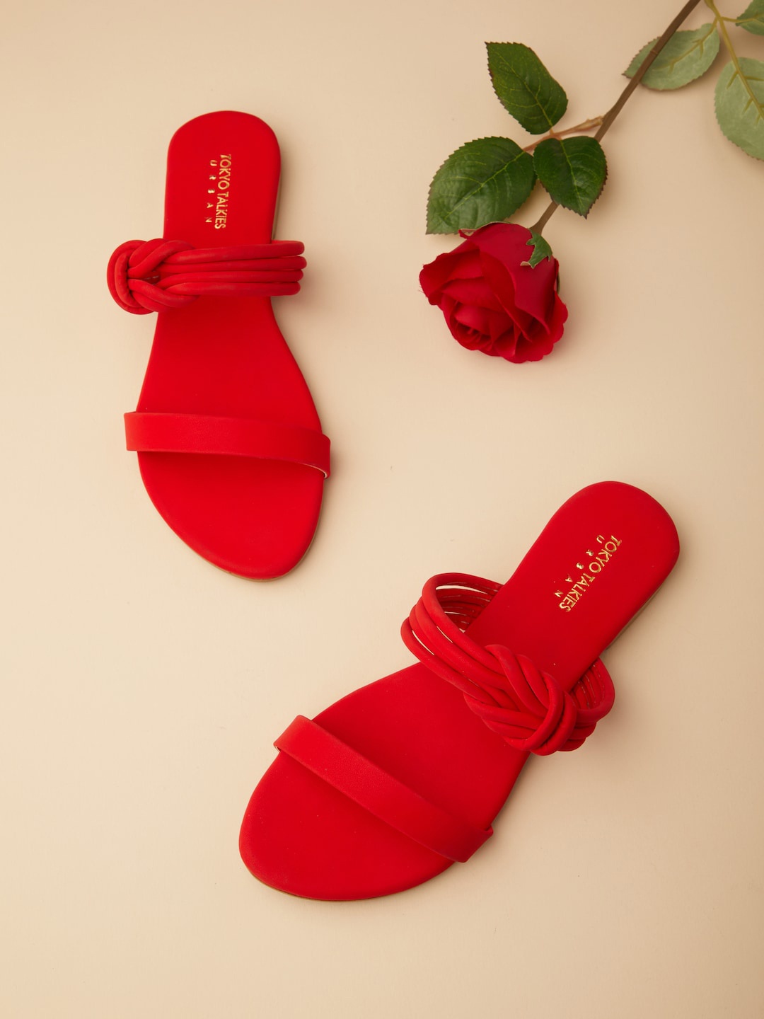 

Tokyo Talkies Women Open Toe Flats, Red
