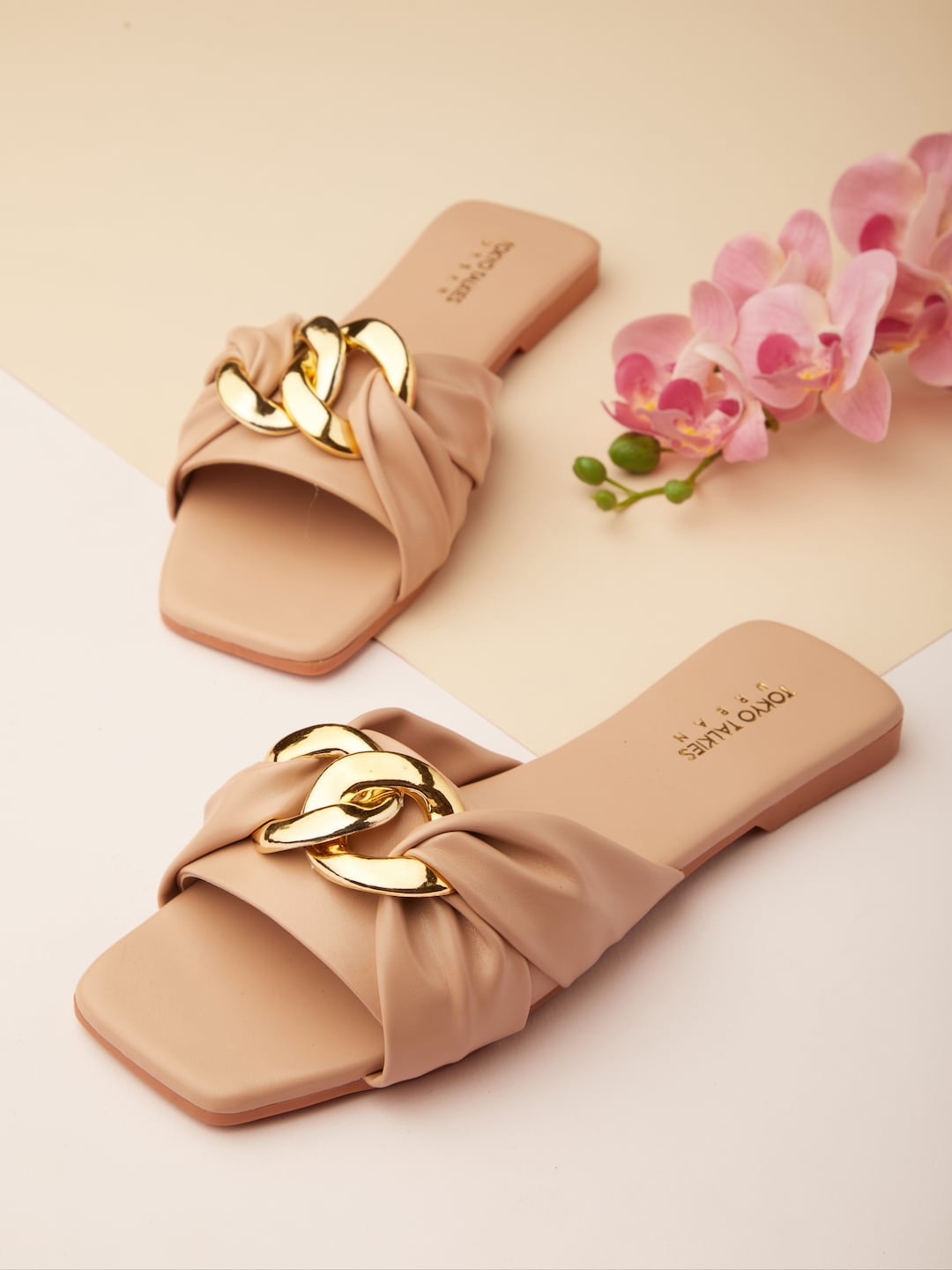 

Tokyo Talkies Women Embellished Open Toe Flats, Nude