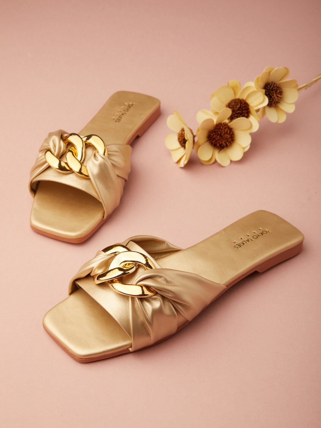 

Tokyo Talkies Women Embellished Open Toe Flats, Gold