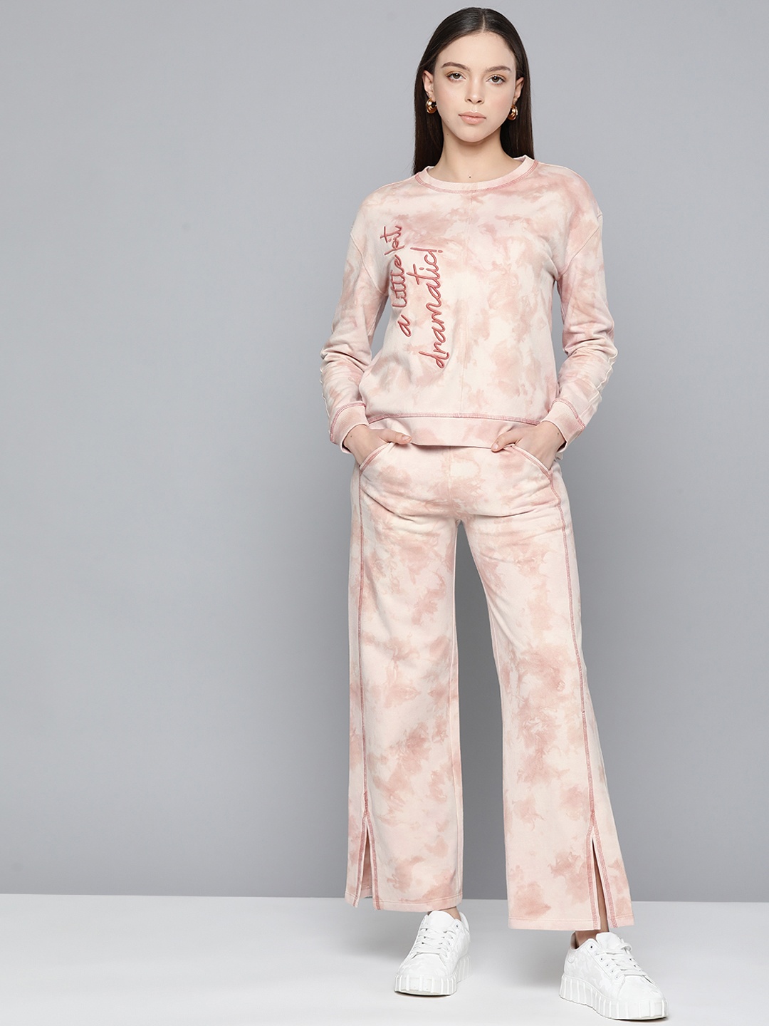 

VividArtsy Women Dyed Sweatshirt With Trousers, Nude