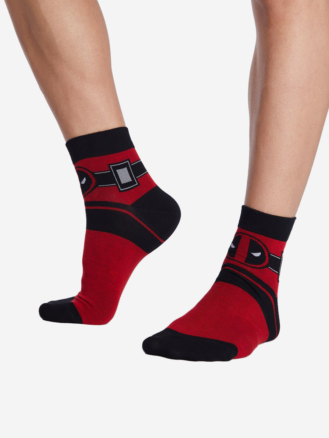 

The Souled Store Deadpool-Printed Ankle-Length Socks, Red
